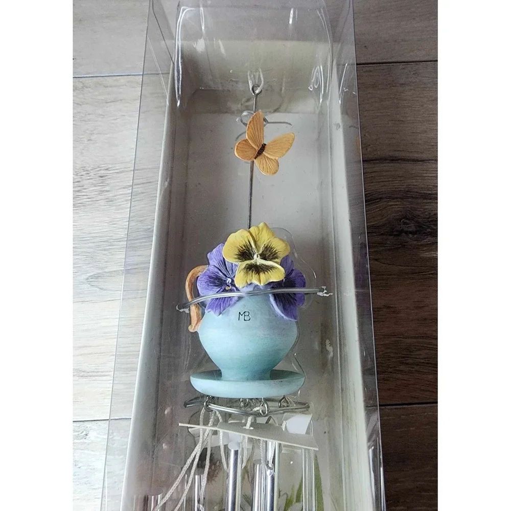 Floral Butterfly Wind Chime Initials MB‎ NIB